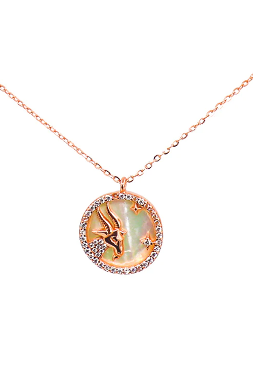 Verižica z obeskom, KOZOROG, rose gold