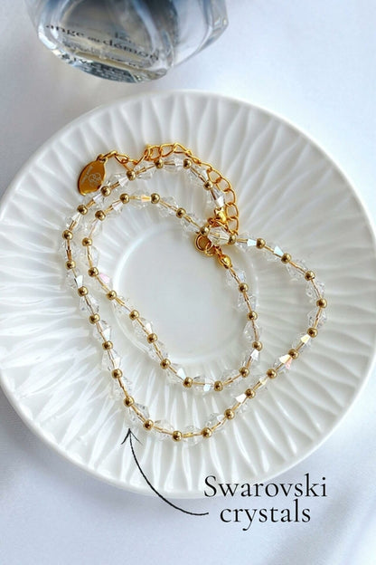18 Karats Clear Austrian Crystals Choker